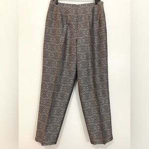 Talbots Black Embossed Silk Arabesque Print Silk Pant Size 12